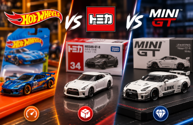 Khác biệt giữa xe mô hình Hot Wheels, Tomica và Mini GT là gì?