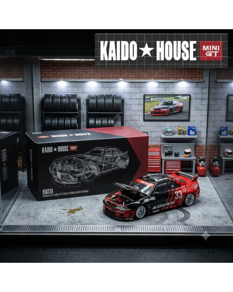 Mô Hình Xe Kaido House x MINI GT 1/64 Nissan Skyline GT-R R33 Kaido Works ADVAN Chính Hãng