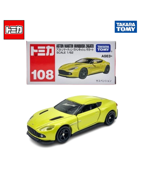 Mô Hình Xe Kim Loại Takara Tomy Tomica No.108 Aston Martin Vanquish Zagato - Màu Vàng (Tỉ Lệ 1/62)