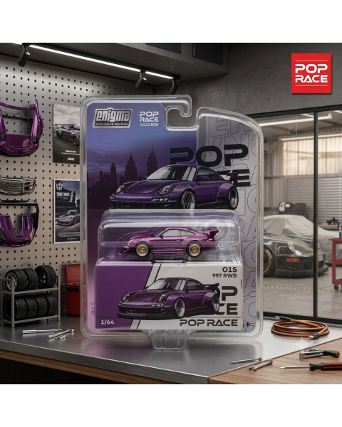 Mô Hình Xe POP RACE x Enigma 1:64 - Porsche RWB 997 Purple (PRE015)