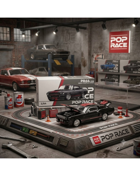 Mô Hình Xe Kim Loại Pop Race 1/64 Shelby Mustang GT500 Dark Chrome PR64-218 Chính Hãng