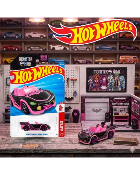 Mô Hình Xe Hot Wheels Monster High Ghoul Mobile Tỉ Lệ 1:64 – Hàng Chính Hãng