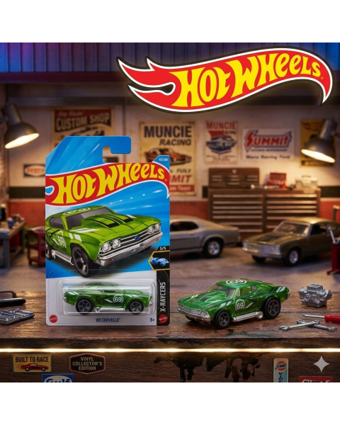 Mô Hình Xe Hot Wheels Mainline - '69 Chevelle X-Raycers Màu Xanh Lá Trong Suốt (3/5)