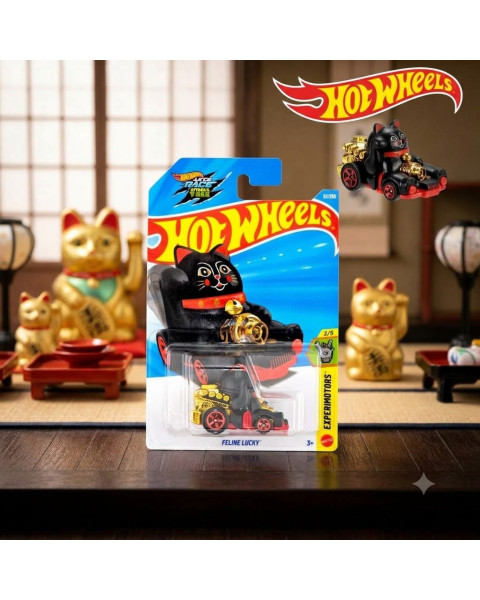Mô Hình Xe Hot Wheels Feline Lucky (Experimotors 2/5) - Bản Phối Màu Đen Đỏ Vàng Sang Trọng (1:64)