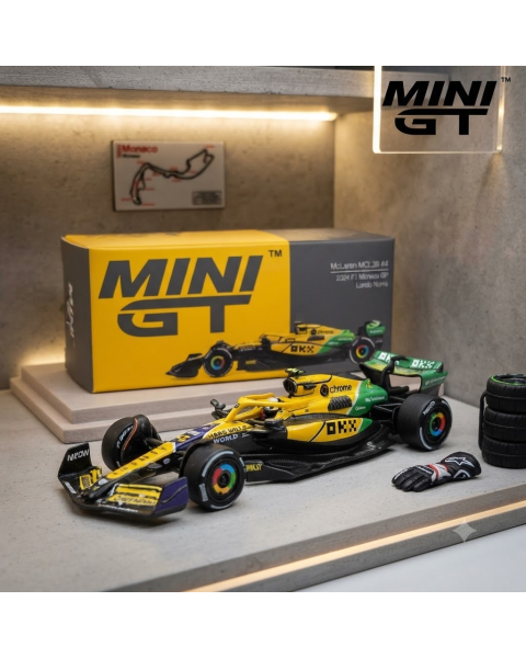 Mô Hình Xe Mini GT McLaren MCL38 #4 Lando Norris 2024 Monaco GP Tỉ Lệ 1:64