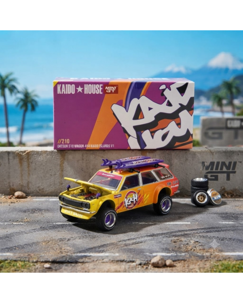 Mô Hình Xe Mini GT x Kaido House Datsun 510 Wagon 4x4 Kaido Islands V1 Tỉ Lệ 1:64 (KHMG210)