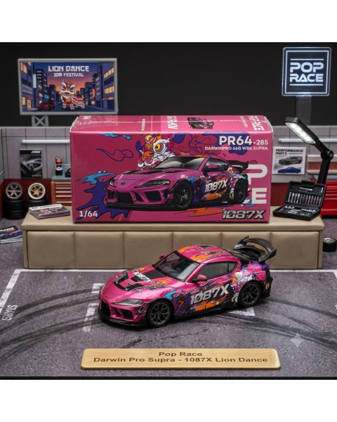 Mô Hình Xe Pop Race PR640285: Darwin Pro 66G WBK Toyota Supra (A90) - 1087X Lion Dance (Tỷ Lệ 1:64)
