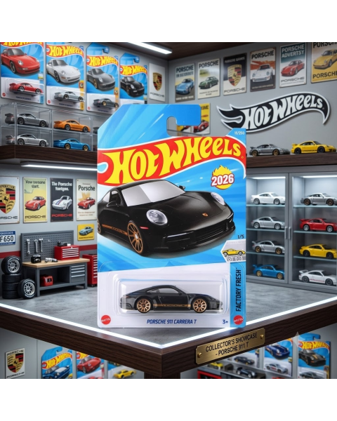 Mô Hình Xe Hot Wheels 2026 Porsche 911 Carrera T – Factory Fresh 1/5 (15/250)