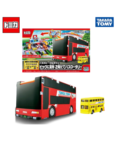 Mô Hình Xe Buýt Biến Hình Tomica World Vehicletown Transforming Double-Decker Bus -Takara Tomy