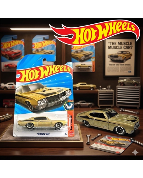 Mô Hình Xe Hot Wheels Mainline - '70 Buick GSX Màu Vàng Ánh Kim (HW Torque 1/10)