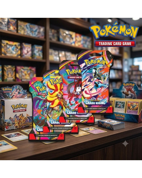 Thẻ Bài Pokémon ME04 Mega Evolution Chaos Rising Sleeved Booster Pack Bìa Giấy Bảo Vệ Chống Cân Card