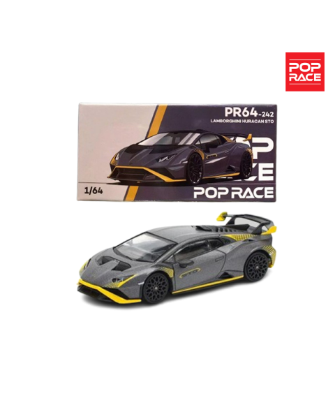 Mô Hình Xe POP RACE 1:64 - Lamborghini Huracán STO Matte Grey (PR640242)