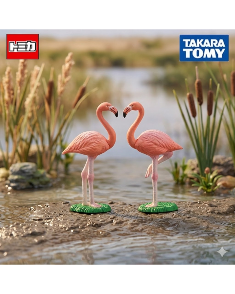 Mô Hình Cặp Đôi Chim Hồng Hạc Takara Tomy ANIA AS-28 Flamingo (Chính Hãng Hộp Giấy)