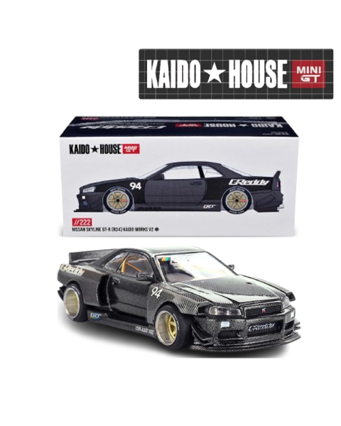 Mô Hình Xe KAIDO HOUSE KHMG222 Nissan Skyline GT-R (R34) Kaido Works GReddy V2 – 1/64