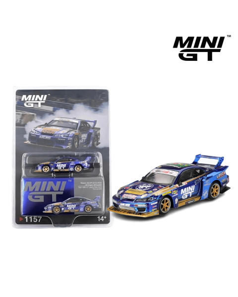 Mô Hình Xe MINI GT 1:64 Card - Nissan LB-Super Silhouette S15 SILVIA #555 Team MINI GT Liberty Walk 2025 Formula Drift (MGT01157)