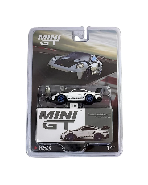 Mô Hình Xe Mini GT No. 853 Porsche 911 GT3 RS Weissach White-Blue Blister