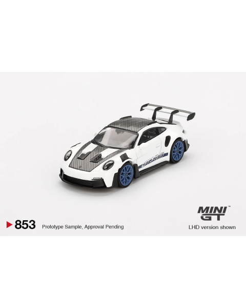 Mô Hình Xe Mini GT No. 853 Porsche 911 GT3 RS Weissach White-Blue Blister