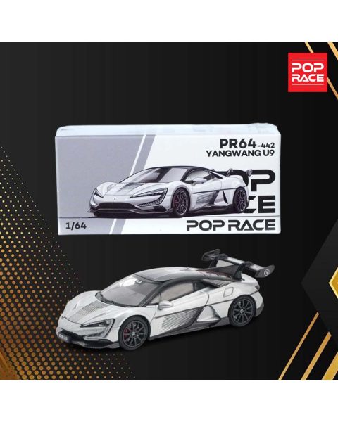 Mô Hình Xe Pop Race Yangwang U9 Silver PR64-442 Siêu Xe Đện Đẳng Cấp