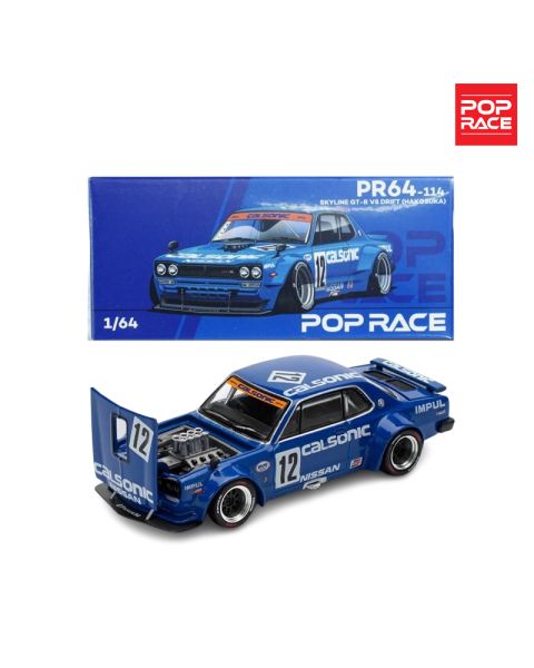 Mô Hình Xe POP RACE 1:64 - Nissan Skyline GT-R V8 Drift (Hakosuka) Calsonic